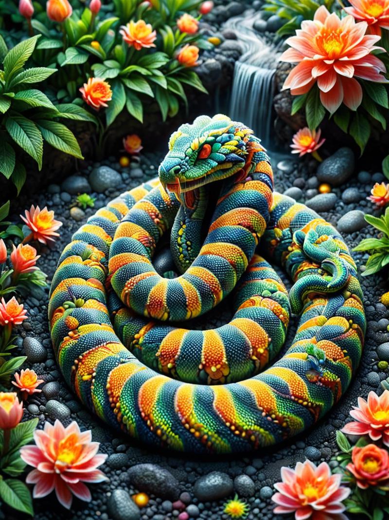 00489-1194202591-charmed, snake, Amidst a hidden sanctuary, a garden of serenity unfolds, its tranquil blooms inviting inner peace and harmony, B.png